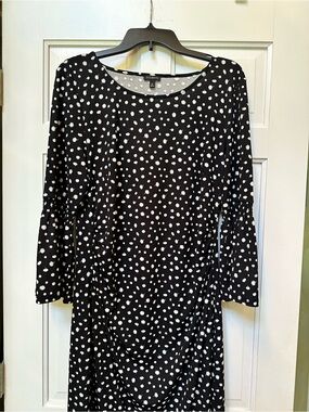 Talbots Black and White Scoop Neck Shift Dress XL